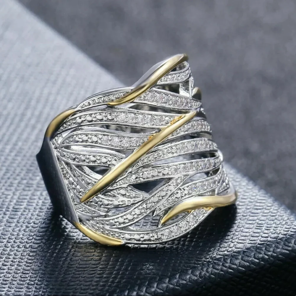 Gorgeous Two Tone 925 Silver Stamped Ring! - Picture 2 of 7